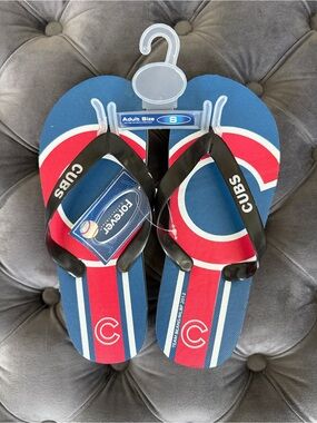 Forever Collectibles Cubs Blue and Red Flip Flop Sandals - Women's